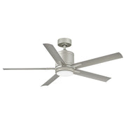 Vail 52" Outdoor Smart Ceiling Fan with Light in Brushed Nickel / Silver
