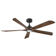 Layton 58" Outdoor Smart Ceiling Fan with Light in Matte Black / Walnut