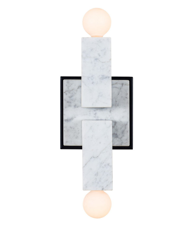Quadra 2-Light Wall Sconce in Matte Black