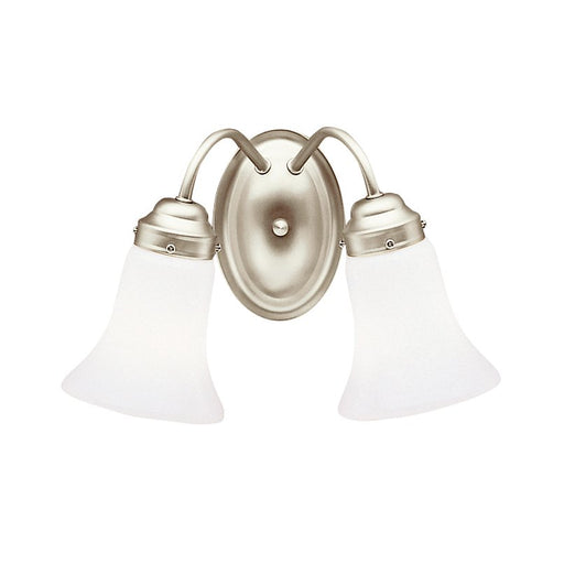 2-Light Bath Vanity Light with Opal Glass in Brushed Nickel