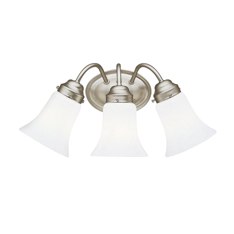 3-Light Bath Vanity Light with Opal Glass in Brushed Nickel