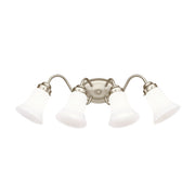 4-Light Bath Vanity Light with Opal Glass in Brushed Nickel