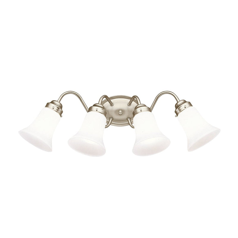 4-Light Bath Vanity Light with Opal Glass in Brushed Nickel