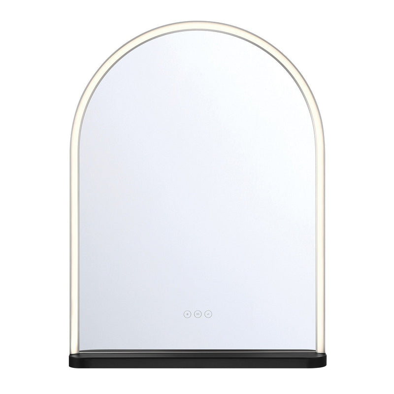 Serin 24" x 32" Arched LED Vanity Mirror in Satin Nickel-Black Mix