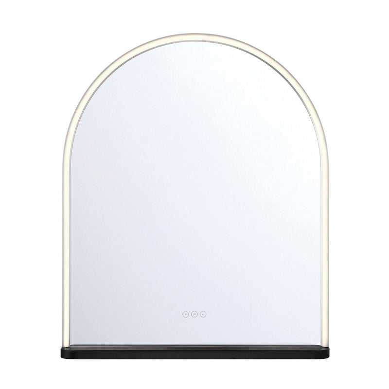 Serin 30" x 36" Arched LED Vanity Mirror in Satin Nickel-Black Mix