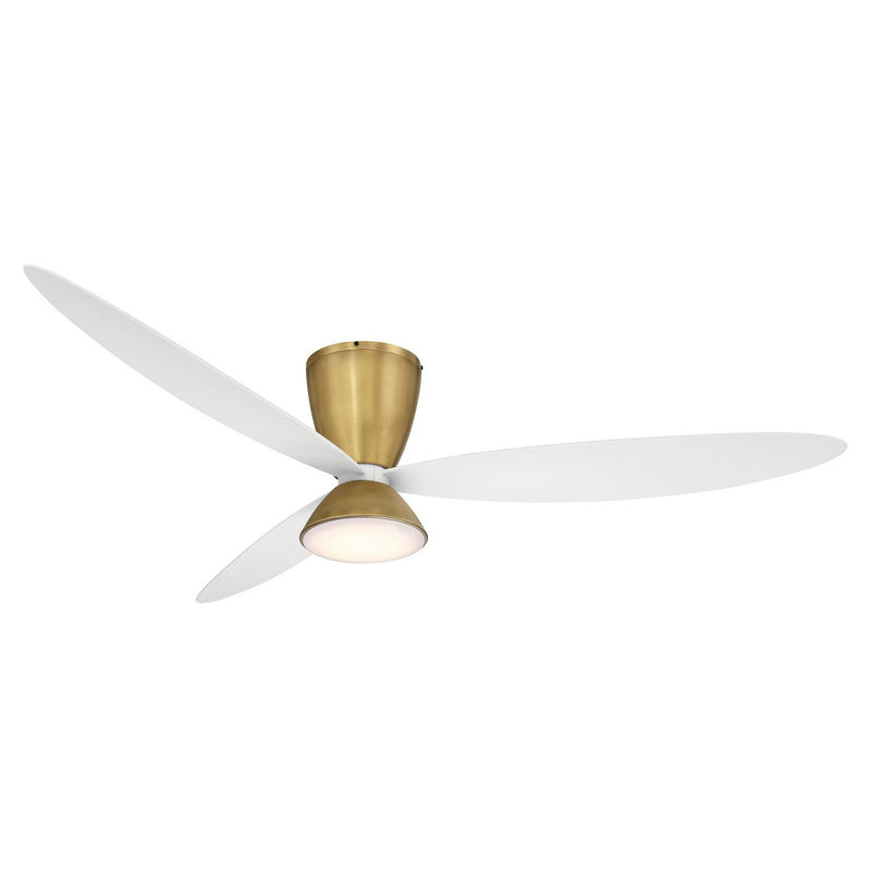 Hourglass 58" LED Hugger Ceiling Fan in Legacy Brass / Flat White