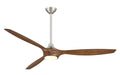 Pierce 65" Ceiling Fan in Brushed Nickel W/ Distressed K