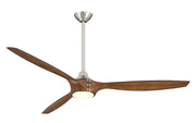 Pierce 65" LED Ceiling Fan in Brushed Nickel with Distressed Koa Blades / Distressed Koa Finish