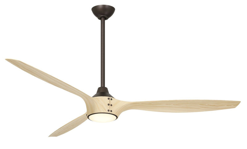 Pierce 65" LED Ceiling Fan in Dark Bronze / White Oak Finished