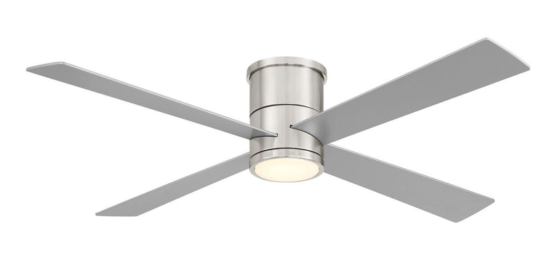Falco 54" LED Hugger Ceiling Fan in Brushed Nickel with Silver Blades