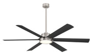 Cairo 65" Outdoor LED Ceiling Fan in Brushed Nickel Wet with Coal Blades / Coal Black