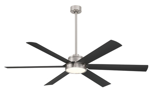 Cairo 65" Outdoor LED Ceiling Fan in Brushed Nickel Wet with Coal Blades / Coal Black