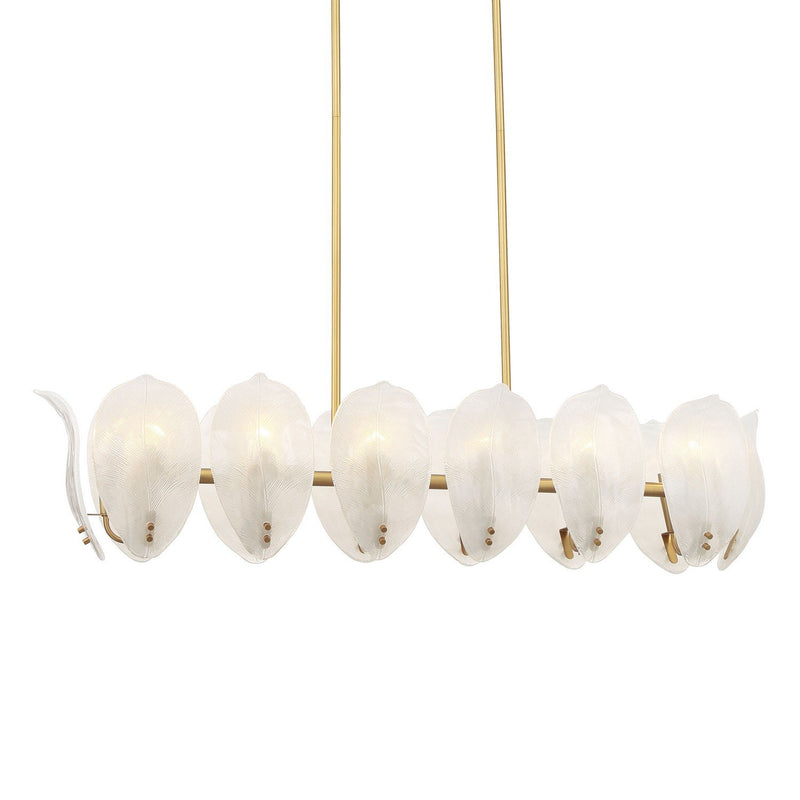 Orchid 14-Light Linear Chandelier in Legacy Brass