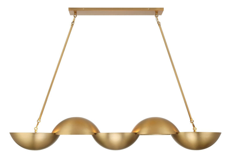Ivy Lane 6-Light Linear Chandelier in Legacy Brass