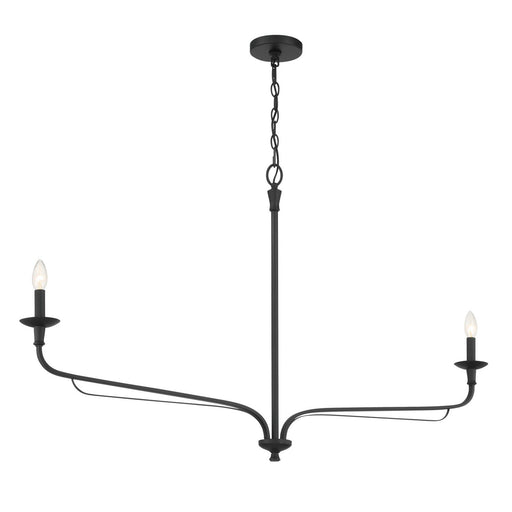 Velena 2-Light Linear Chandelier in Dark Matte Black