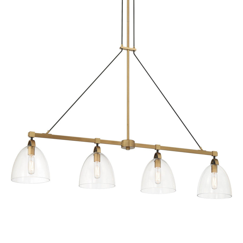 Sommersby 4-Light Linear Chandelier in Legacy Brass