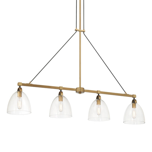 Sommersby 4-Light Linear Chandelier in Legacy Brass