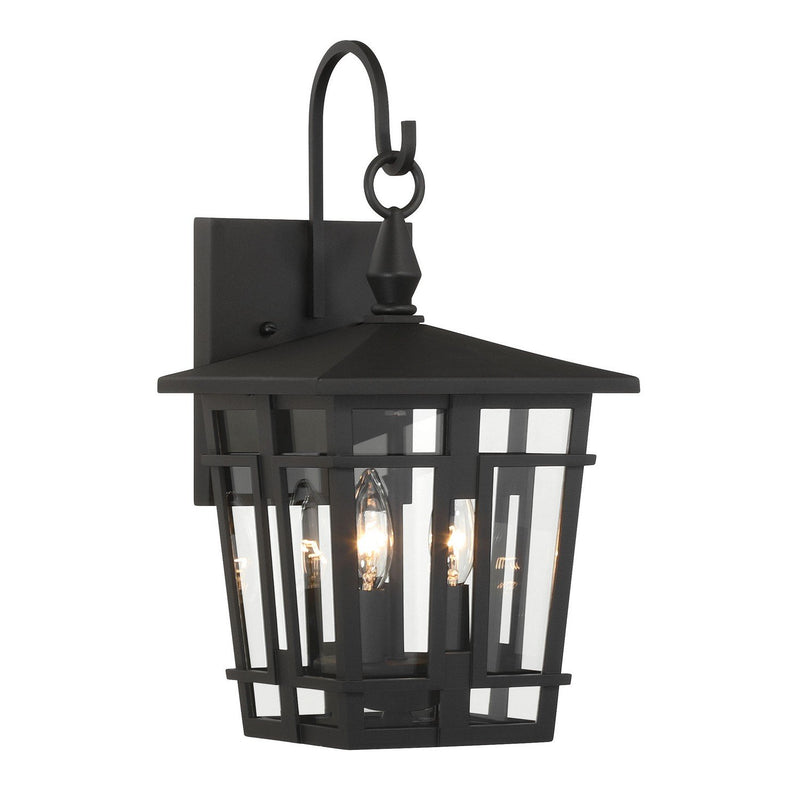 Fieldstone 3-Light Outdoor Wall Lantern in Sand Coal Black