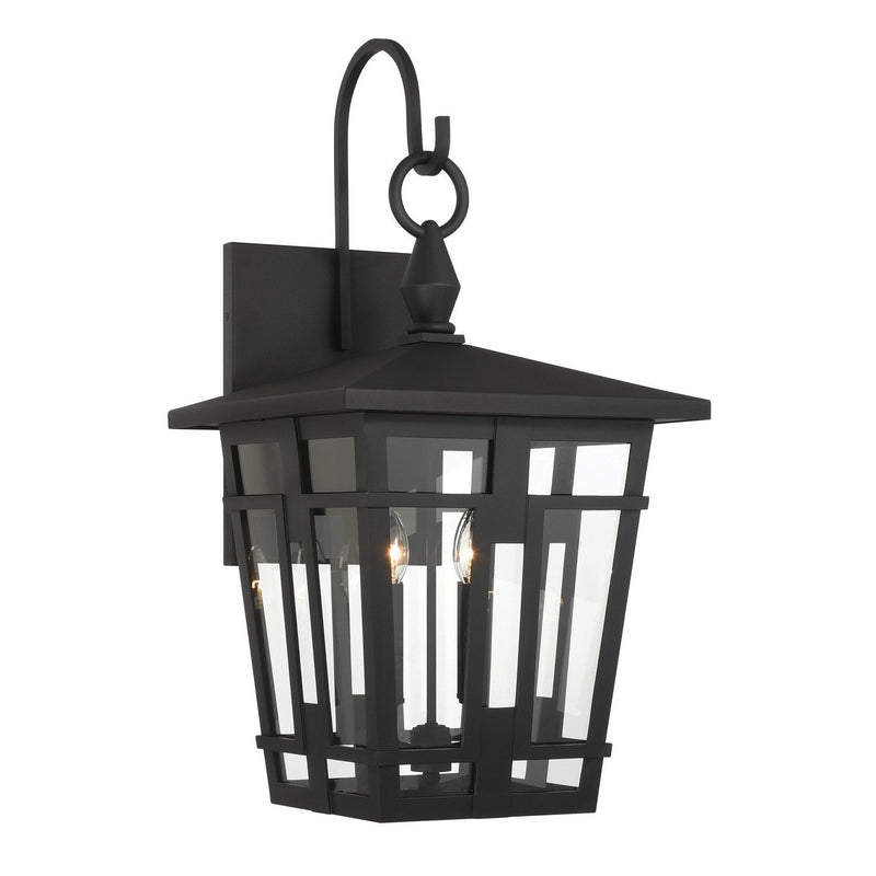 Fieldstone 4-Light Outdoor Wall Lantern in Sand Coal Black