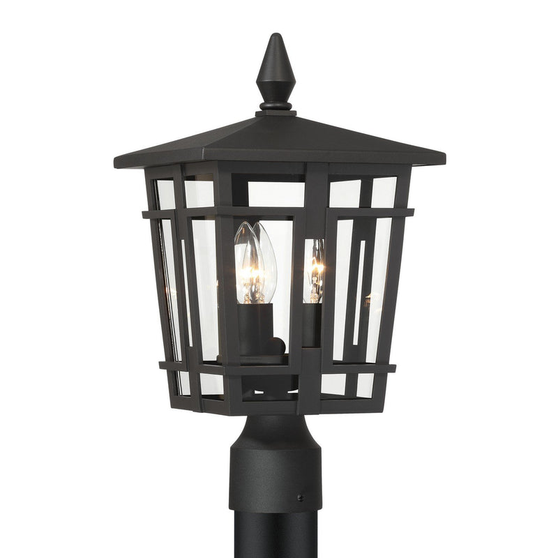 Fieldstone 3-Light Outdoor Post Light in Sand Coal Black