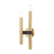 Helsinki 2-Light Double Wall Sconce in Satin Brass with Bronze Accents