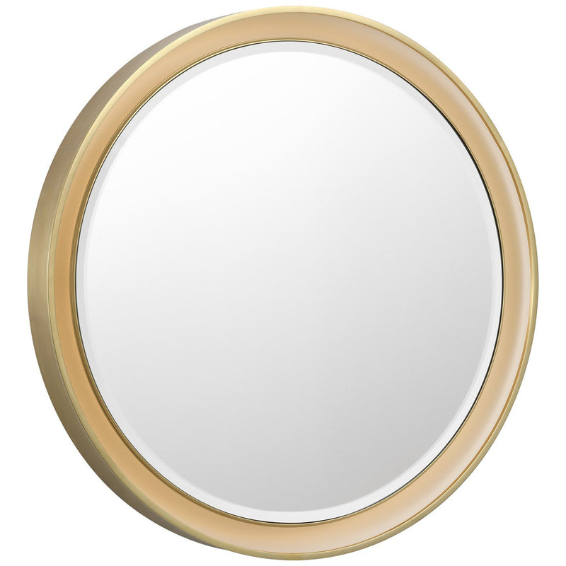 Tricia 24" Round Lighted Mirror in Hand-Rubbed Antique Brass