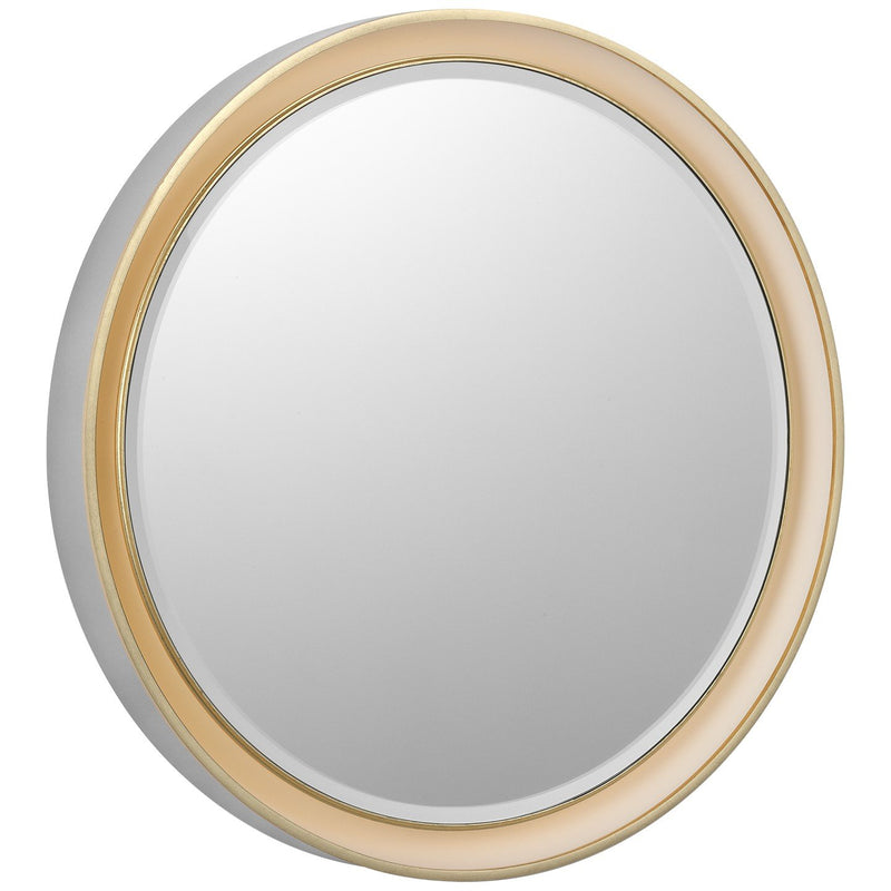 Tricia 24" Round Lighted Mirror in Polished Nickel and Gild