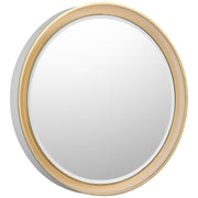 Tricia 24" Round Lighted Mirror in Matte White and Gild