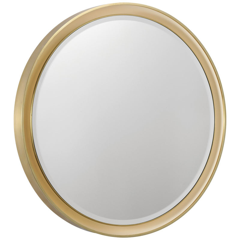 Tricia 30" Round Lighted Mirror in Hand-Rubbed Antique Brass
