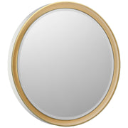 Tricia 30" Round Lighted Mirror in Matte White and Gild