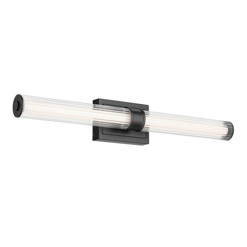 Laurene 31" Fluted Glass Bath Vanity Light in Black