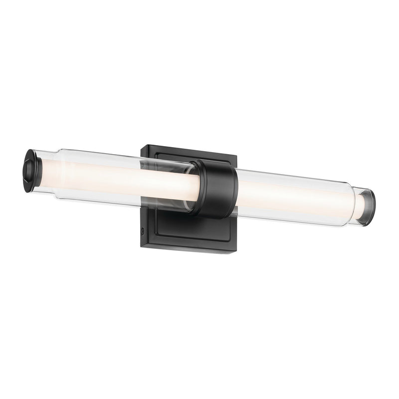 Laurene Clear Glass Bath Sconce in Black