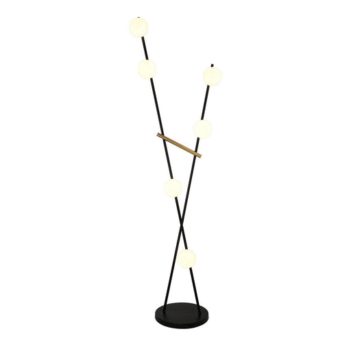 Cortina 6-Light Floor Lamp in Black and Brushed Brass