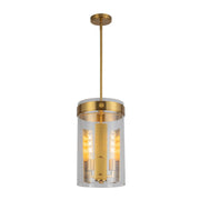 Dahlia 10" 3-Light Clear Glass Pendant in Brushed Brass