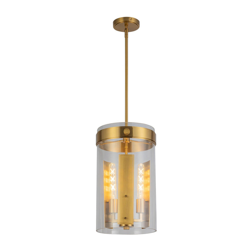 Dahlia 10" 3-Light Clear Glass Pendant in Brushed Brass
