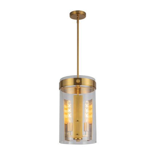 Dahlia 10" 3-Light Clear Glass Pendant in Brushed Brass