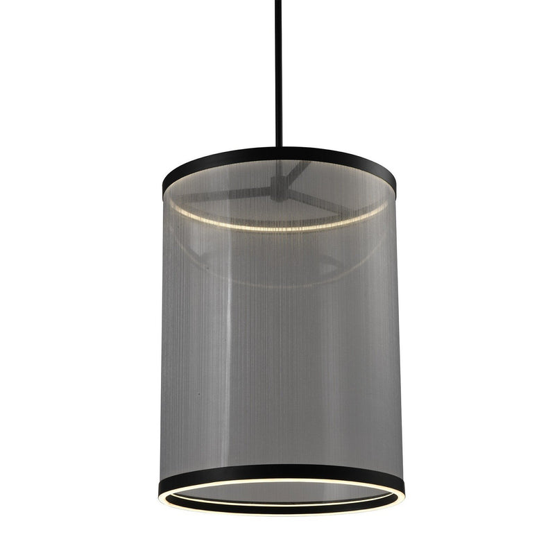 Cora Tall LED Drum Pendant in Silver