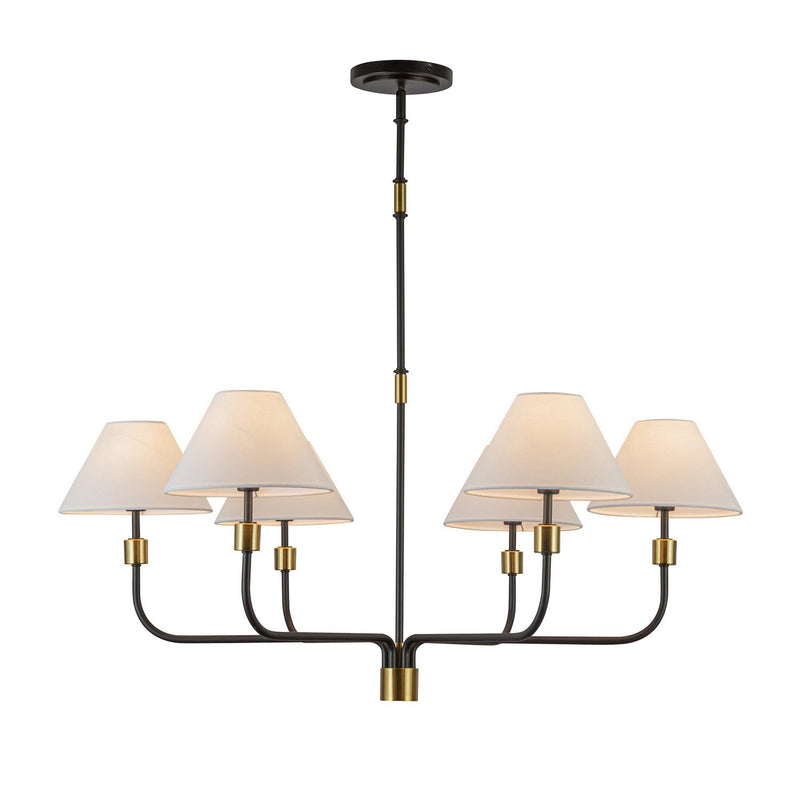 Providence 6-Light Chandelier in Black and Brushed Brass