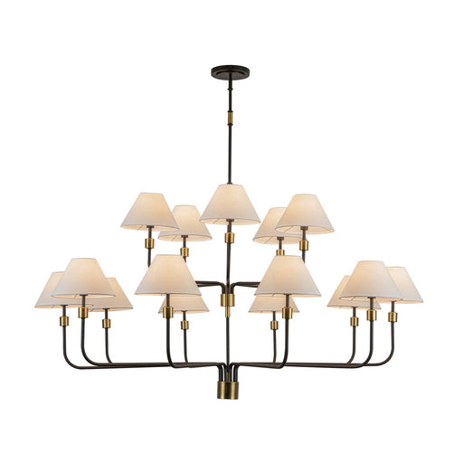 Providence 15-Light Two-Tier Chandelier in Black and Brushed Brass