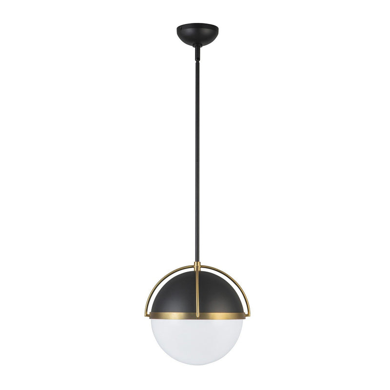 Dahlia 15.4" Globe Pendant in Black and Brushed Brass