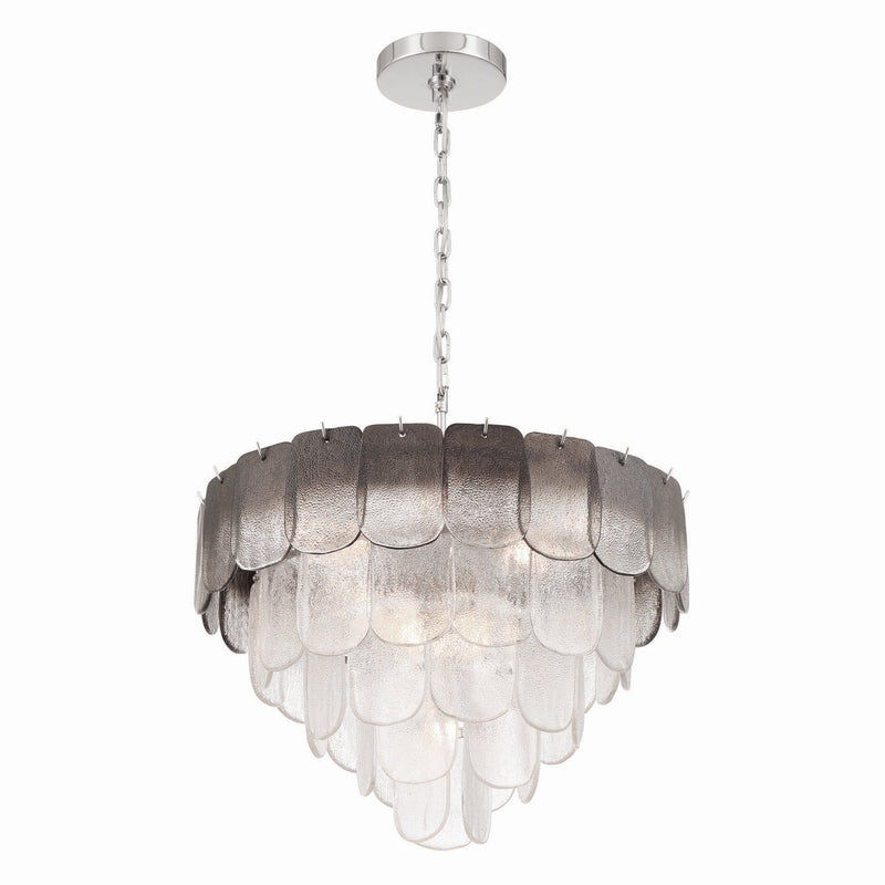 Bianca 12-Light Chandelier in Polished Nickel and Crystalline Smoke