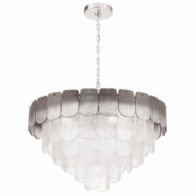 Bianca 19-Light Chandelier in Polished Nickel and Crystalline Smoke