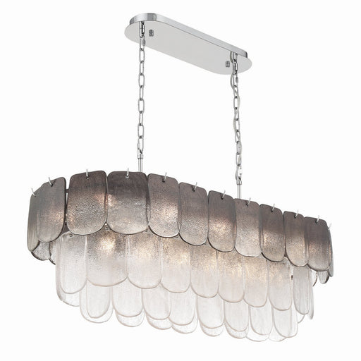 Bianca 12-Light Linear Pendant in Polished Nickel and Crystalline Smoke