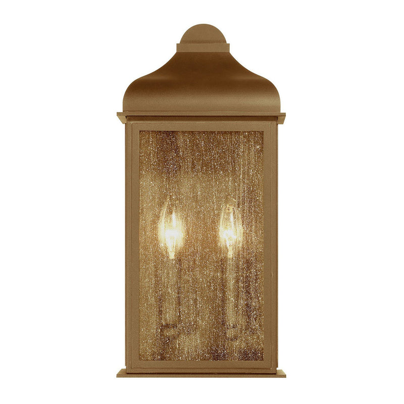 Madrid 2-Light Outdoor Wall Lantern in Weathered Brass