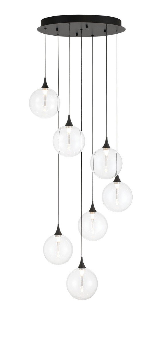 Iissa 7-Light 21" Cluster Pendant in Matte Black