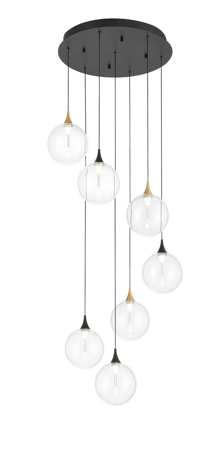 Iissa 7-Light 21" Cluster Pendant in Gold-Black Mix