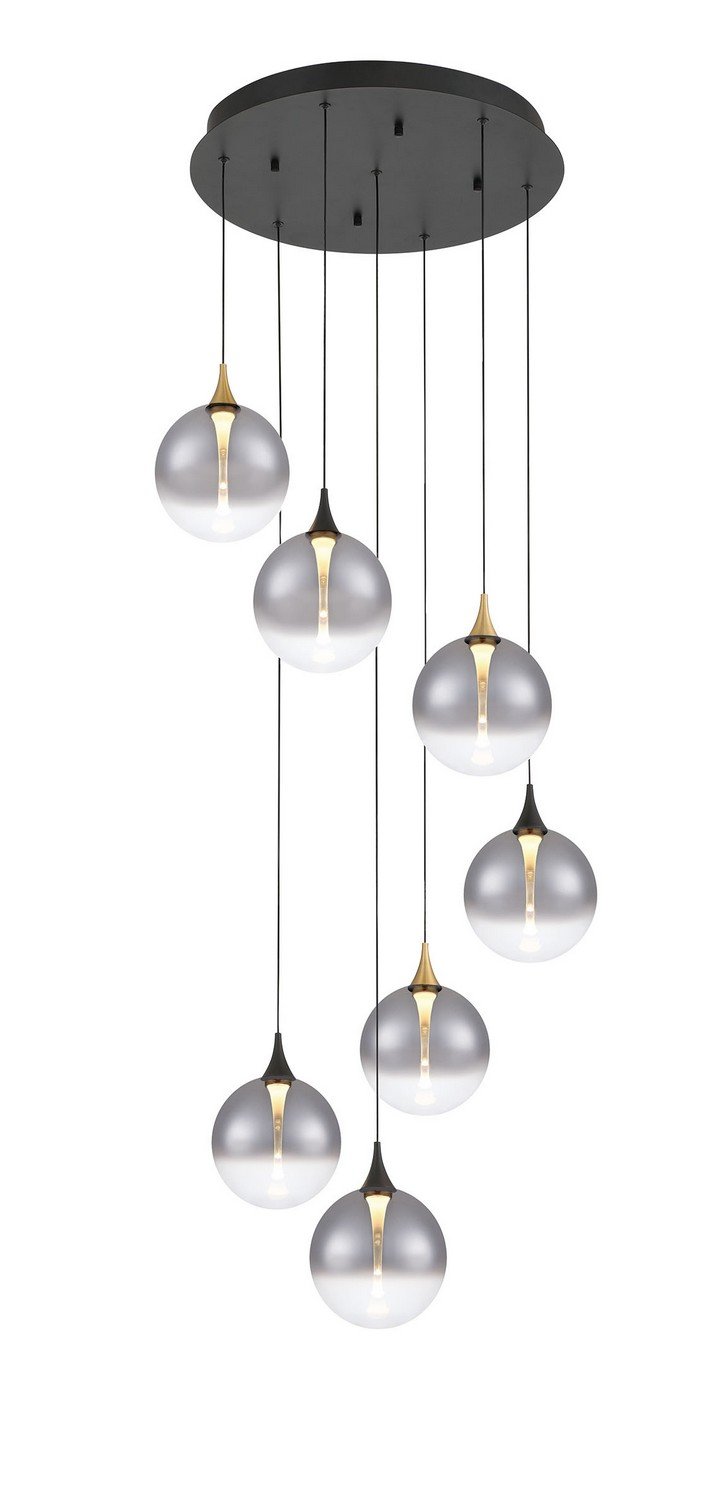 Iissa 7-Light 21" Cluster Pendant in Gold-Black Mix