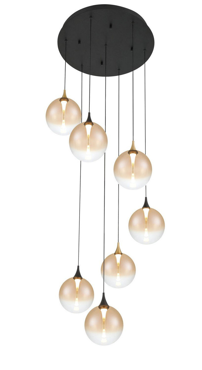 Iissa 7-Light 21" Cluster Pendant in Gold-Black Mix