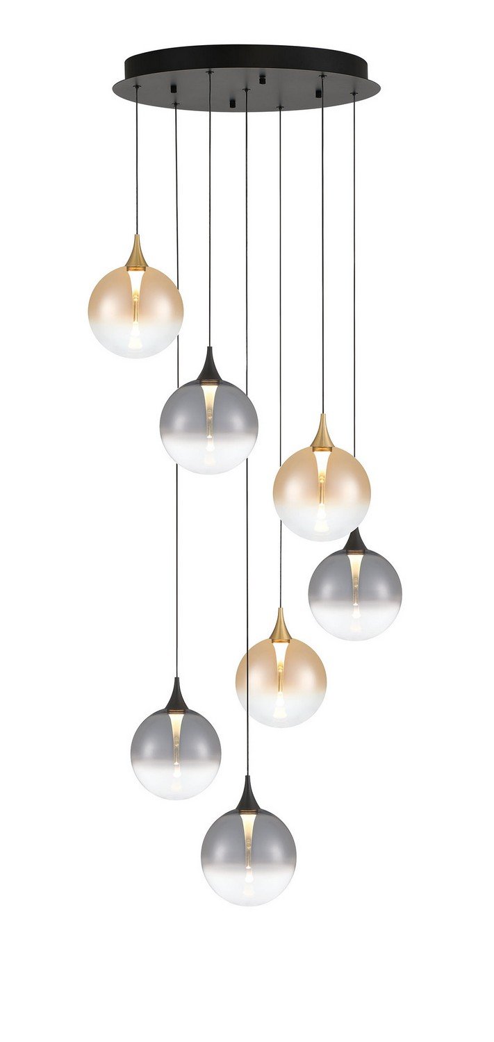 Iissa 7-Light 21" Cluster Pendant in Gold-Black Mix