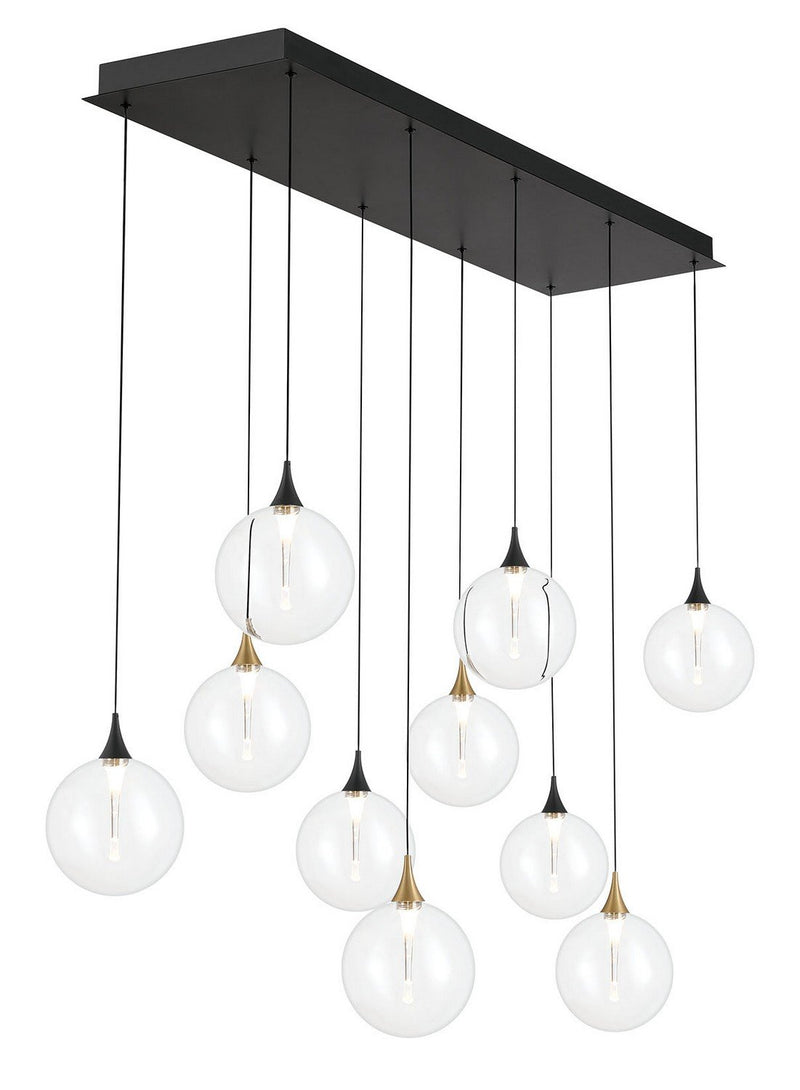 Iissa 10-Light 47" Linear Pendant in Gold-Black Mix